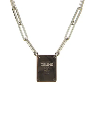 Celine Triomphe Tag Necklace In Transparent