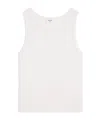 Celine Triomphe Tank Top In Ribbed Cotton In White