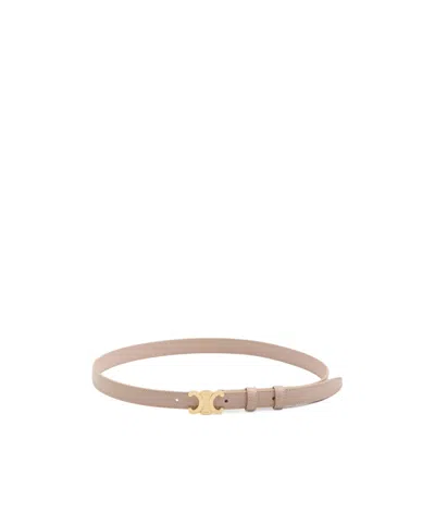 Celine Triomphe Taurillon Belt In Nude