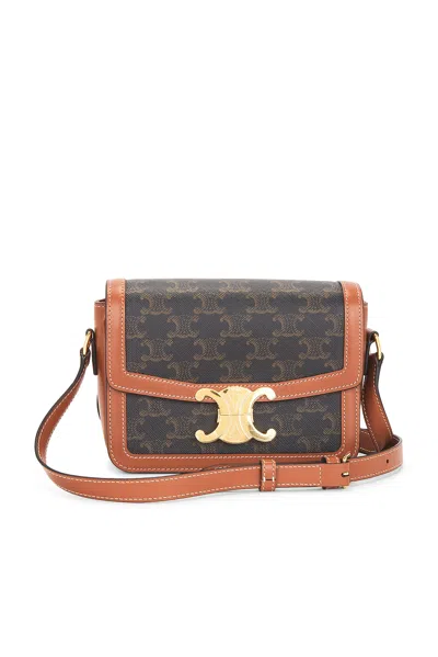 Pre-owned Celine Triomphe Teen Claude Shoulder Bag In Brown