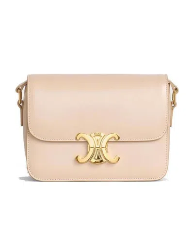 Celine Triomphe Teen Leather Cow Leather Handbag In Nude