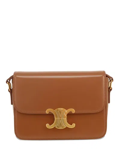 Pre-owned Celine Triomphe Teen Shoulder Bag In Brown