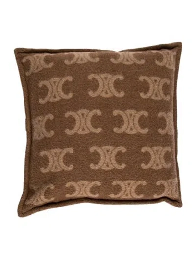 Pre-owned Celine Triomphe Throw Pillow In Brown