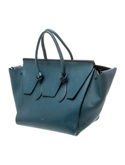 Pre-owned Celine Triomphe Tie Tote Small In Blue