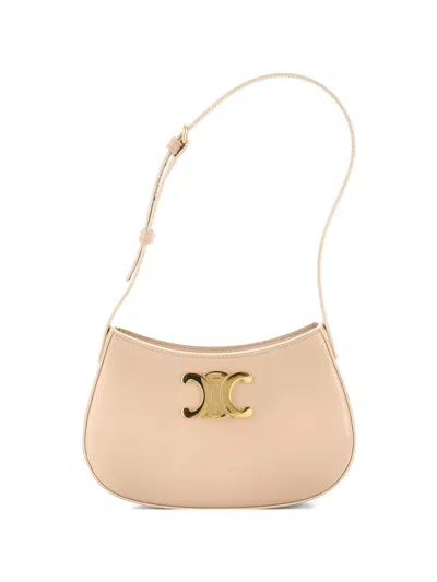 Pre-owned Celine Triomphe Tilly Bag Smooth Calfskin Medium Shoulder Bag In Neutral