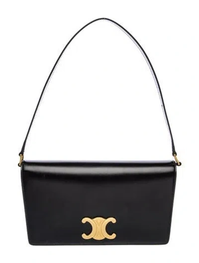 Pre-owned Celine Triomphe Trapeze Small In Black