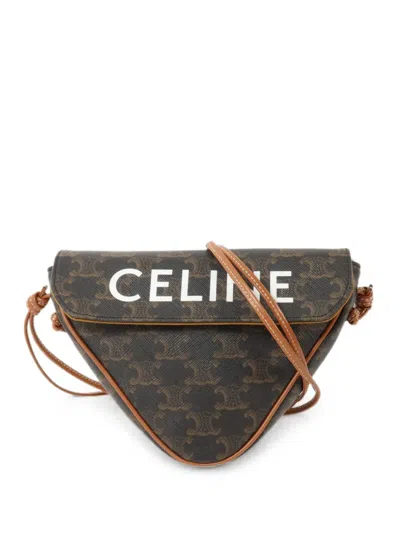 Pre-owned Celine Triomphe Triangle Mini Bag In Brown