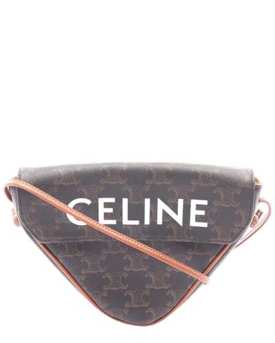 Celine Triomphe Triangle Shoulder Bag (authentic Pre-loved) In Brown