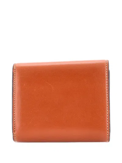 Pre-owned Celine Triomphe Trifold Wallet Leather Small Wallets In Brown