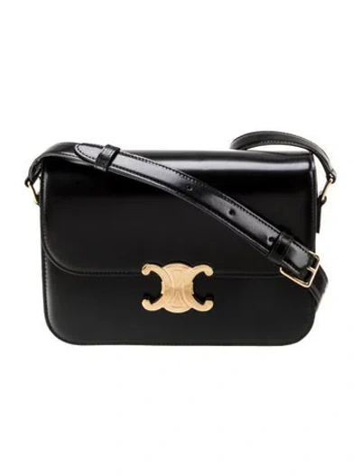 Pre-owned Celine Triomphe Triomphe Medium In Black