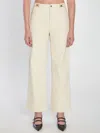 Celine Triomphe Cotton Trousers In Neutral