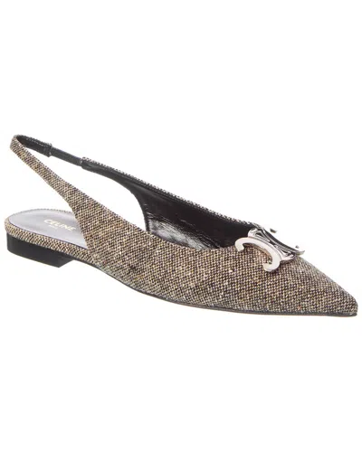 Celine Triomphe Tweed Slingback Pump In Grey