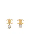 Celine Triomphe Twinkle Earrings In Strass And Brass With Gold Finish In Gold