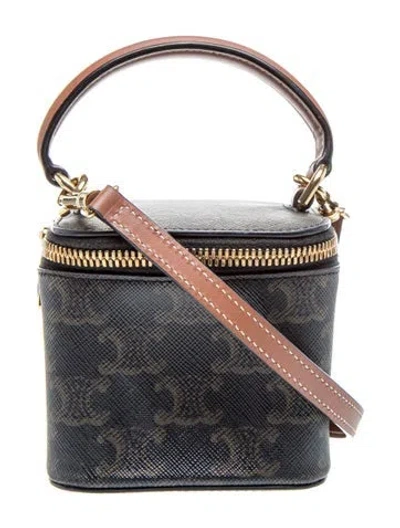 Pre-owned Celine Triomphe Vanity Case Mini In Brown