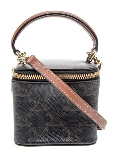 Pre-owned Celine Triomphe Vanity Case Mini In Brown