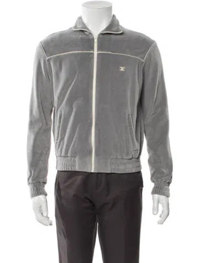 Pre-owned Celine Triomphe Velvet Windbreaker In Gray
