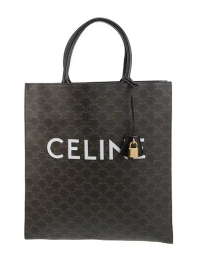 Pre-owned Celine Triomphe Vertical Cabas Medium In Black