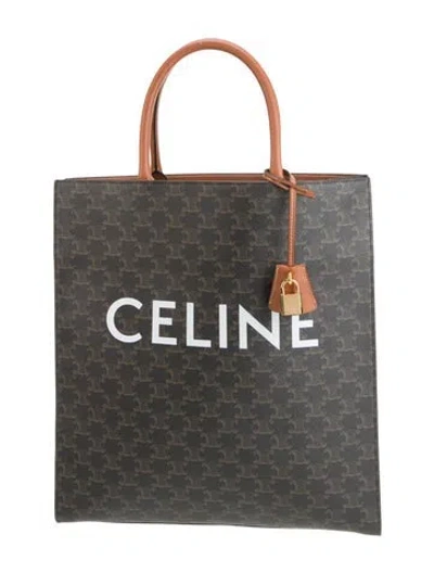 Pre-owned Celine Triomphe Vertical Cabas Medium In Black