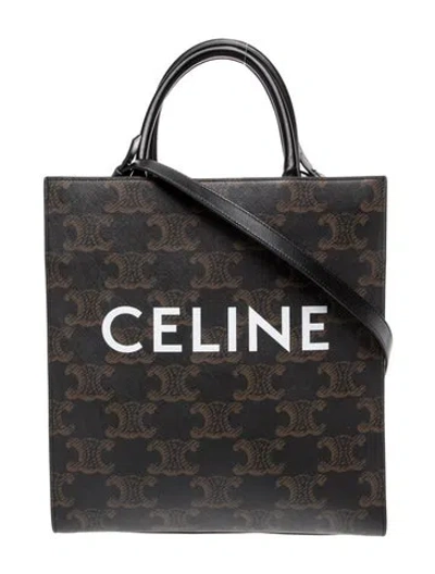 Pre-owned Celine Triomphe Vertical Cabas Medium In Black