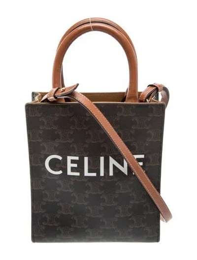 Pre-owned Celine Triomphe Vertical Cabas Mini In Black