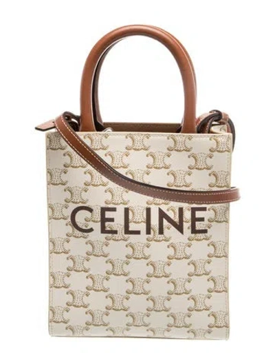 Pre-owned Celine Triomphe Vertical Cabas Mini In Neutral
