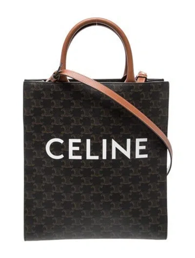 Pre-owned Celine Triomphe Vertical Cabas Small In Brown