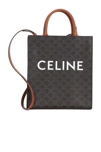 Pre-owned Celine Triomphe Vertical Cabas Tote Bag In Brown