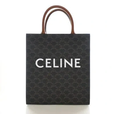 Pre-owned Celine Triomphe Vertical Cabas Tote Small In Brown