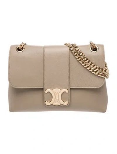 Pre-owned Celine Triomphe Victoire Bag Medium In Neutral