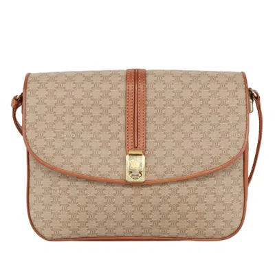 Pre-owned Celine Céline Triomphe Vintage Beige Canvas Shoulder Bag ()