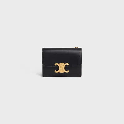 Celine Triomphe Wallet In Black