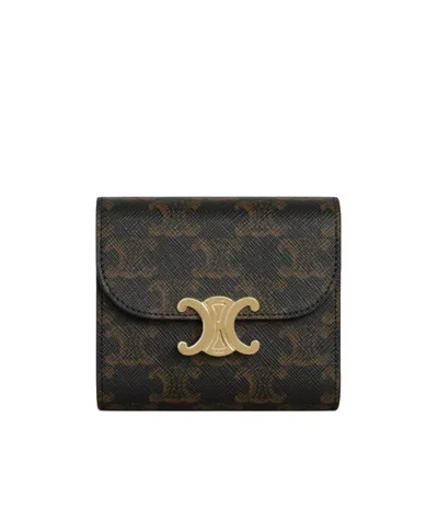 Celine Triomphe Wallet In Black