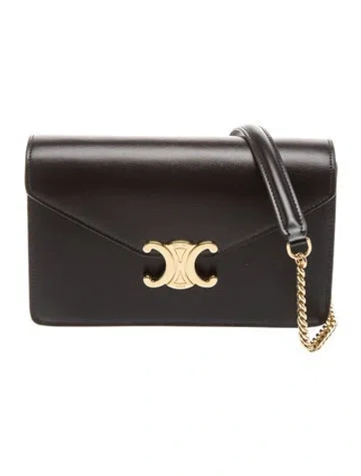Pre-owned Celine Triomphe Wallet On Chain Margo 2023 In Black
