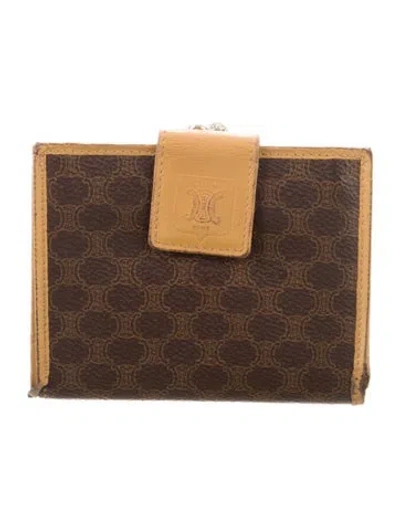 Pre-owned Celine Triomphe Wallet Printed Compact Wallet In Brown