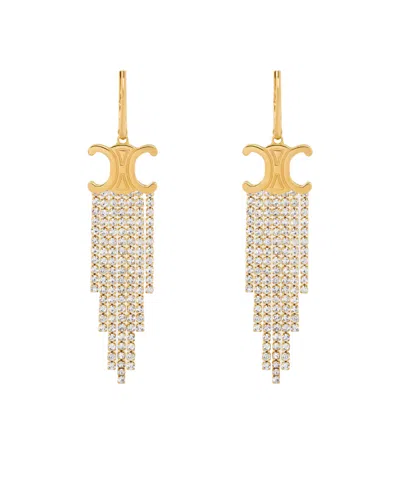 Celine Triomphe Water Drill Tassel Earring In Yellow