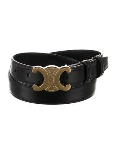Pre-owned Celine Triomphe Wide Belt In Black