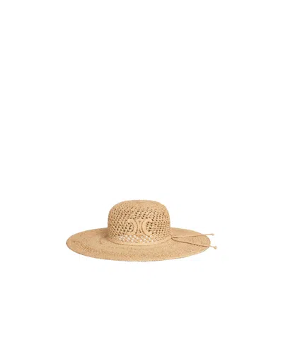 Celine Triomphe Wide-brimmed Hat In Raffia