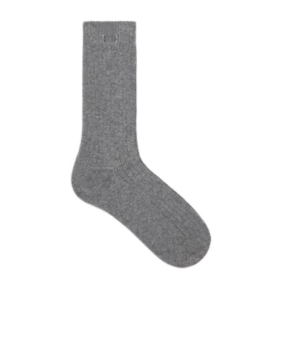 Celine Triomphe Wool And Cashmere Socks In Grey