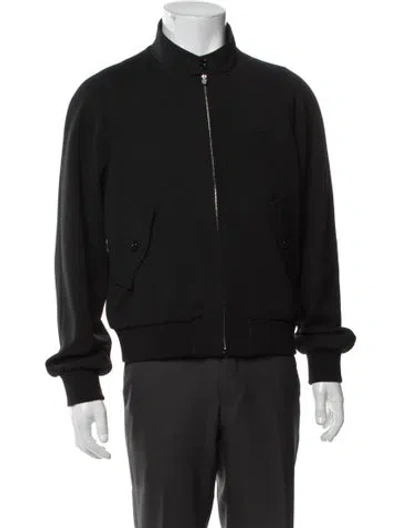 Pre-owned Celine Triomphe Wool Bomber Jacket In Black