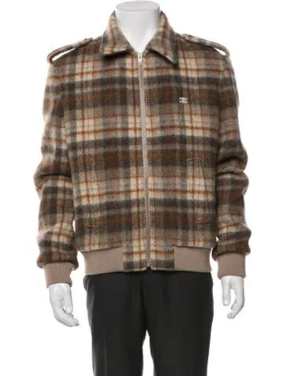 Pre-owned Celine Triomphe Wool Bomber Jacket In Neutral