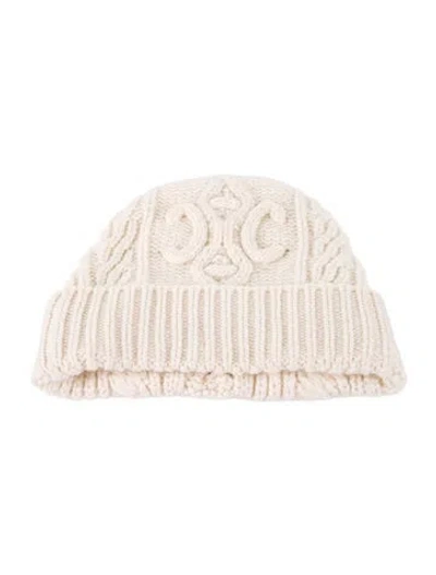 Pre-owned Celine Triomphe Wool-blend Beanie In Neutral