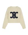 Celine Triomphe Woolen Round Neck Sweater In Nude