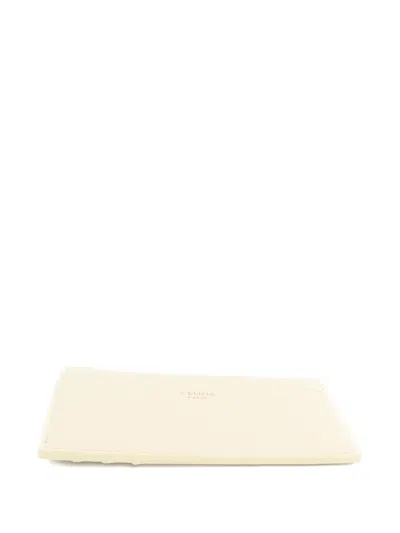 Pre-owned Celine Triomphe Zip-around Card Case In Neutral