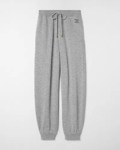 Celine Triomphe-embroidered Track Pants In Gray