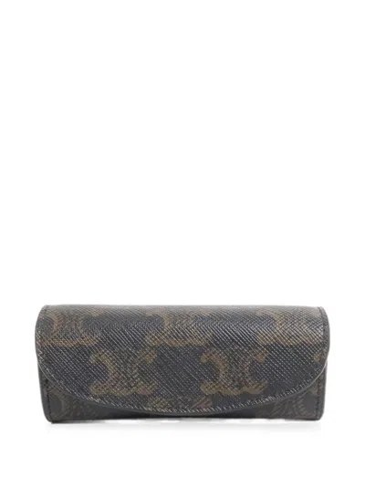 Pre-owned Celine Triomphe-pattern Jewelry Case In Brown