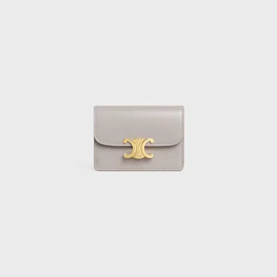 Celine Triomphe-plaque Card Holder In Grey