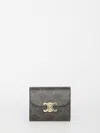 Celine Triomphe-print Compact Wallet In Black