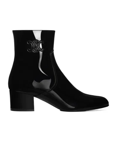 CELINE LES BOTTES CELINE TRIOMPHE ZIPPED BOOT IN PATENT CALFSKIN