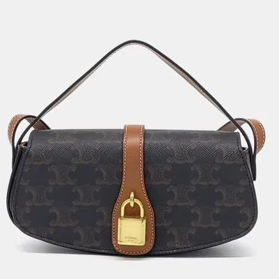 Pre-owned Celine Triumph Brown Canvas Clutch On Strap