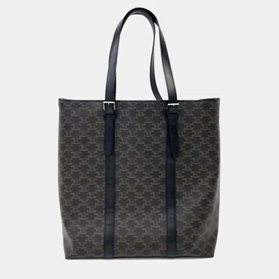 Pre-owned Celine Triumph Buckle Cabas Black/brown Coated Canvas Bag